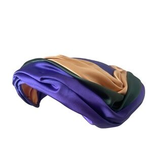Vintage 1950s Satin Headpiece Hat | Handmade Marty Gordon | Purple Gold Green